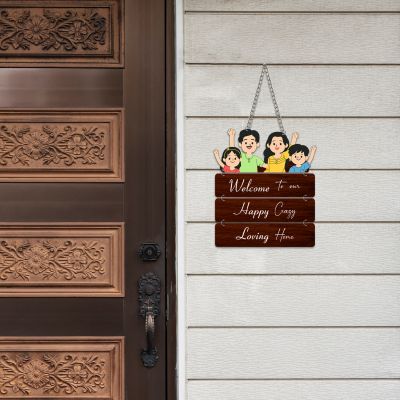 Welcome To Our Home Happy Crazy Loving Home Wall Hanging For Living Room Bedroom Home Decor Office | Gift Quotes Items House Decoration